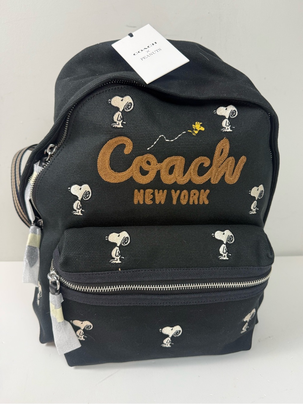 Coach Peanuts Snoopy Woodstock Canvas Backpack Embroidered Logo $ Characters NWT